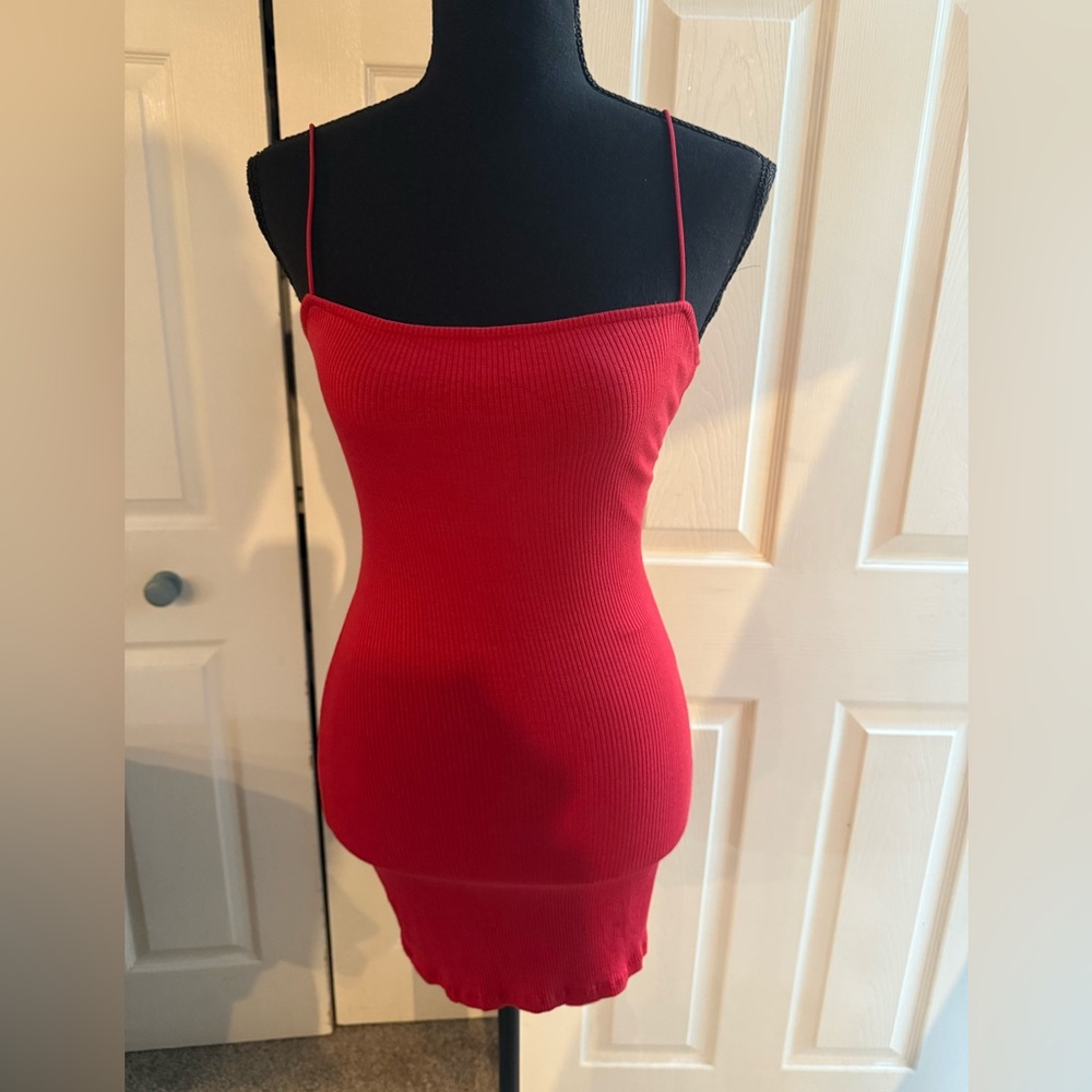 Windsor Red Ribbed Dress - Medium